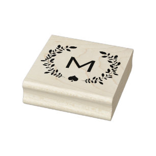 Monogram Laurel & Spade Rubber Stamp