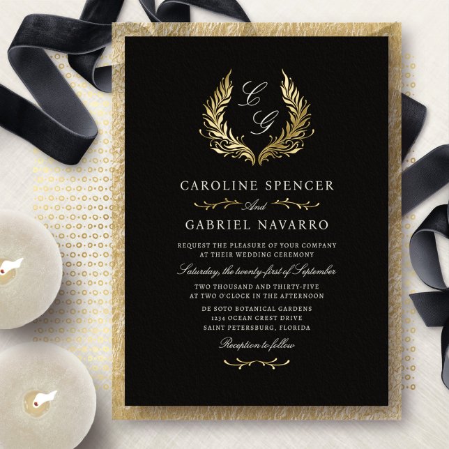 Monogram Laurel Wreath Elegant Wedding (Creator Uploaded)