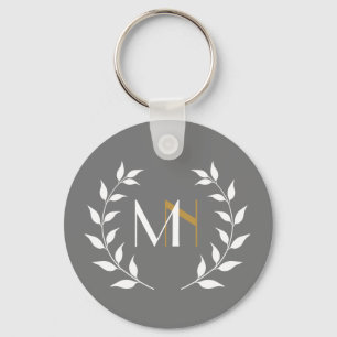 Monogram Laurel Wreath Grey Key Ring