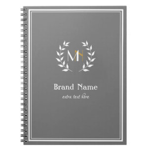 Monogram Laurel Wreath Grey Notebook