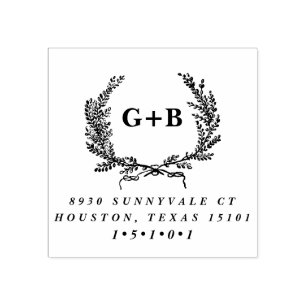 Monogram Laurel Wreath Return Address Stamp