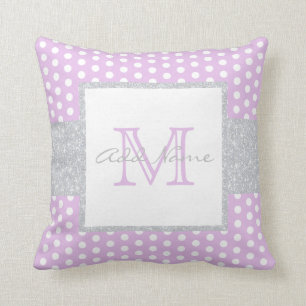 Monogram Lavender Purple Polka Dot Baby Boy Pillow