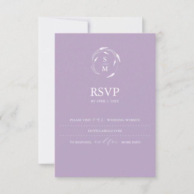 Monogram Lavender RSVP Card Wedding Website (Front)