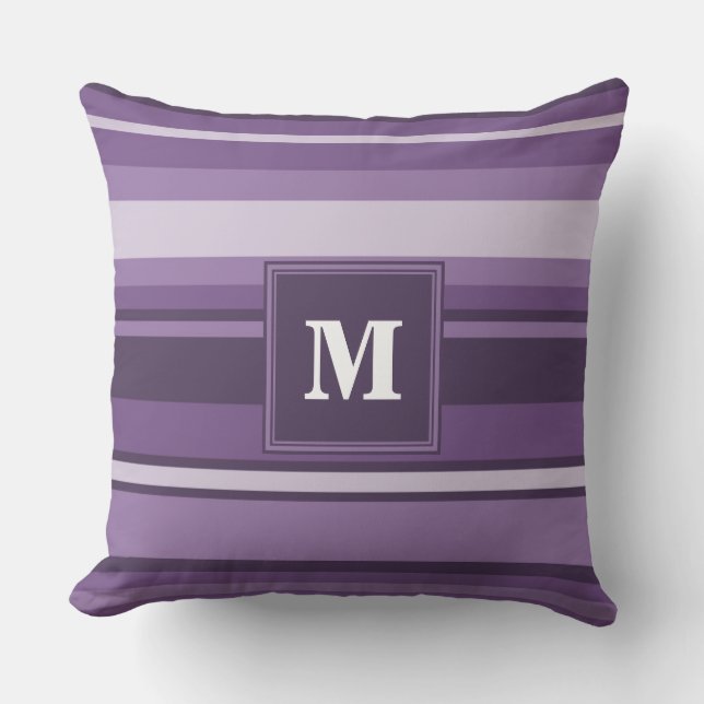 Monogram Lavender stripes Cushion (Front)