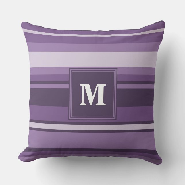 Monogram Lavender stripes Cushion (Front)