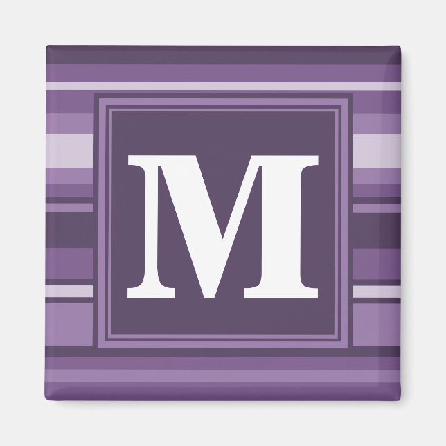 Monogram Lavender stripes Magnet (Front)