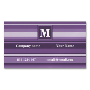 Monogram Lavender stripes Magnetic Business Card