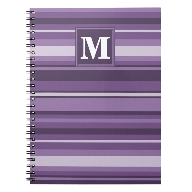 Monogram Lavender stripes Notebook (Front)