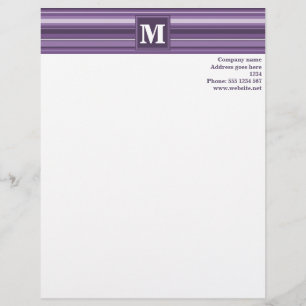 Monogram Lavender stripes Personalized Letterhead