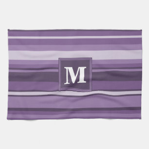 Monogram Lavender stripes Tea Towel
