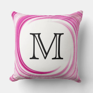 Monogram Lavender Swirl Abstract Cushion