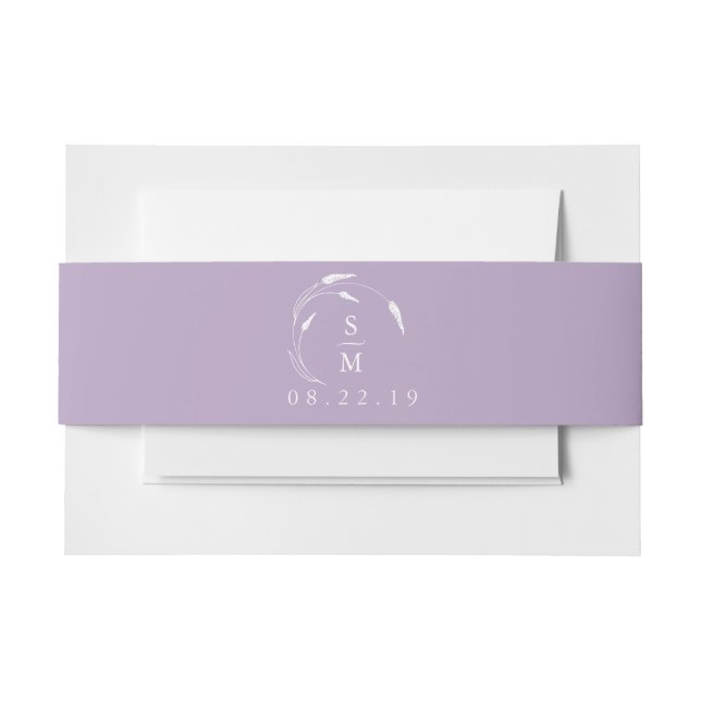 Monogram Lavender Wedding Invitation Belly Band (Front Example)