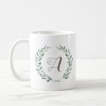 Monogram Leaf Branch Mug "A"
