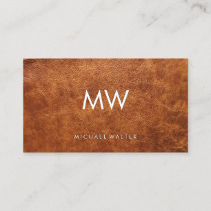 Monogram   Leather Background Business Card