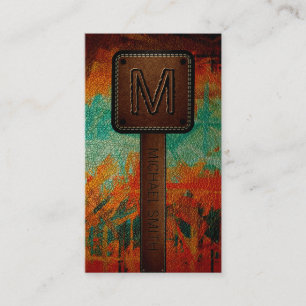 Monogram Leather Look Business Card