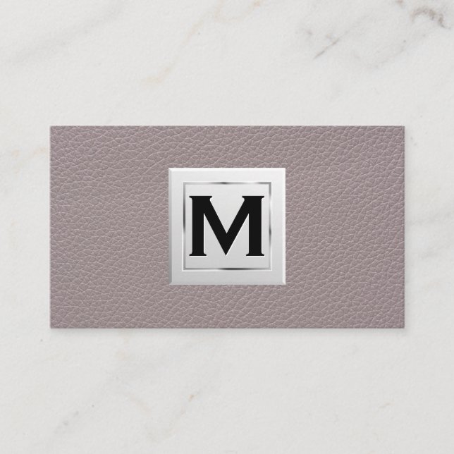 Monogram | Leather Texture Business Card (Front)