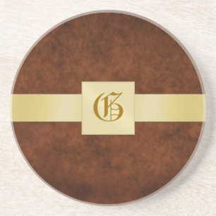Monogram Leather Vintage Holiday Drink Coaster