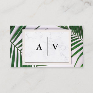 Monogram Leaves Background Business Card