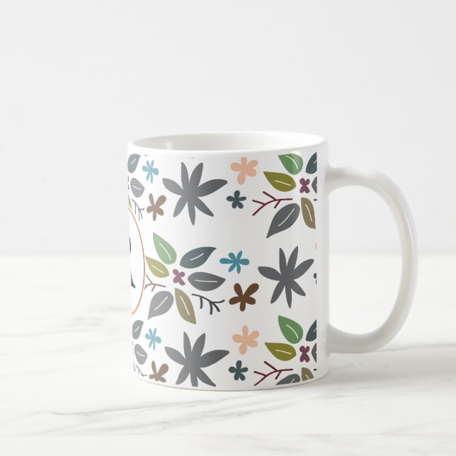 monogram & leaves coffee mug (Right)