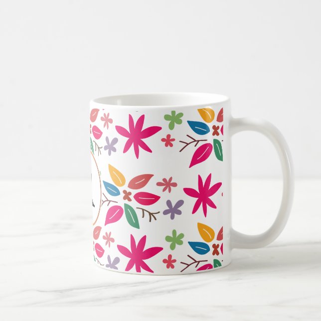 monogram & leaves coffee mug (Right)