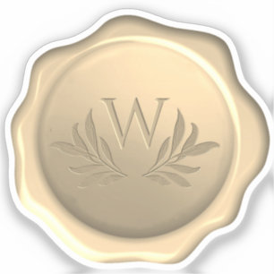 Monogram Leaves Golden Wax Seal Embossed Foliage