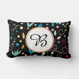 monogram & leaves patterned lumbar cushion