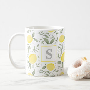 Monogram Lemon and Leaves  Coffee Mug