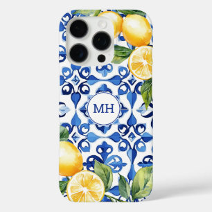 Monogram Lemon Citrus Fruit Elegant Mediterranean iPhone 16 Pro Case