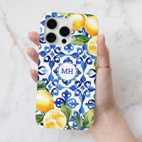 Monogram Lemon Citrus Fruit Elegant Mediterranean