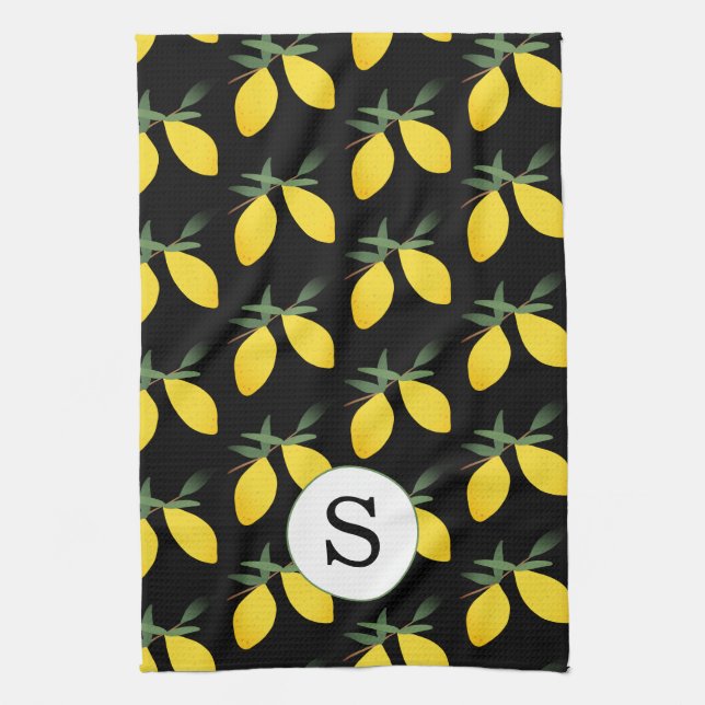 Monogram Lemon Citrus  Tea Towel (Vertical)