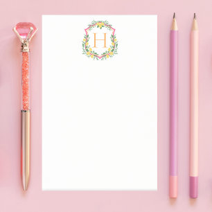 Monogram Lemon Crest, Pink & Orange Custom Post-it Notes