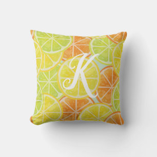 Monogram Lemon Lime Orange Cushion