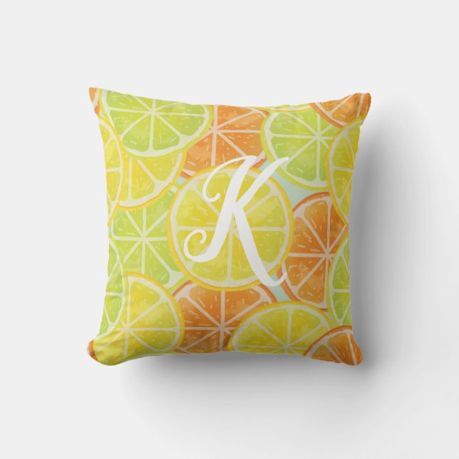 Monogram Lemon Lime Orange  Cushion (Front)