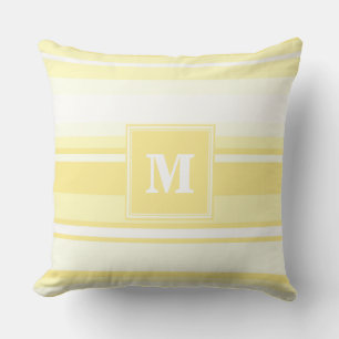 Monogram lemon yellow stripes cushion