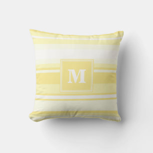 Monogram lemon yellow stripes cushion