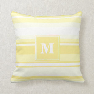 Monogram lemon yellow stripes cushion
