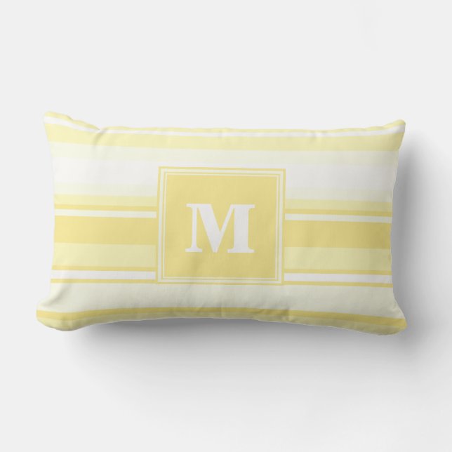 Monogram lemon yellow stripes lumbar cushion (Front)