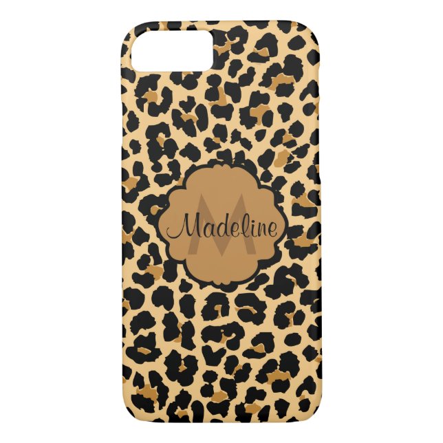 Monogram Leopar Print Pattern iPhone Case (Back)