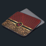 Monogram Leopard 🐆 and Stripe Pattern Design Laptop Sleeve<br><div class="desc">Featuring a Monogram Leopard and Stripe Pattern Design. Electronic Laptop Sleeves. ✔NOTE: ONLY CHANGE THE TEMPLATE AREAS NEEDED! 😀 If needed, you can remove the text and start fresh adding whatever text and font you like. 📌If you need further customisation, please click the "Click to Customise further" or "Customise or...</div>
