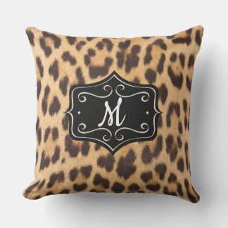 Monogram Leopard Print 20X20 Outdoor Pillow