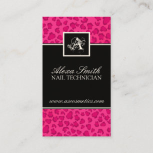 Monogram Leopard Print Business Card