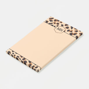 Monogram Leopard Print Modern Brown Black Animal Post-it Notes