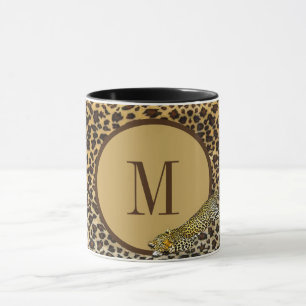 Monogram Leopard Print Pattern Wild Custom Mug