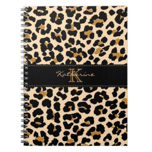 Monogram Leopard Print Spiral Notebook
