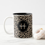 Monogram Leopard Print Two-Tone Coffee Mug<br><div class="desc">A chic monogram leopard print mug. Personalise with your name and initial. Makes a chic mug for a yourself or for a gift. Designed for you by Blackberry Boulevard.</div>