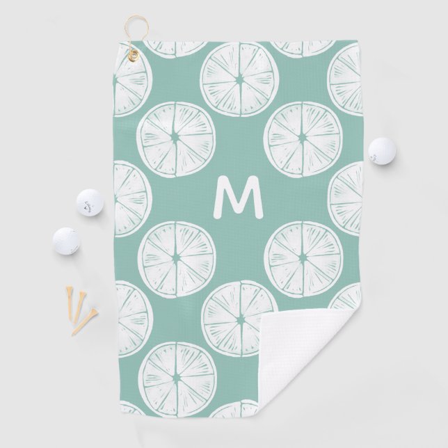 Monogram | Let's Taco About Love | Teal Lime Patte Golf Towel (InSitu)