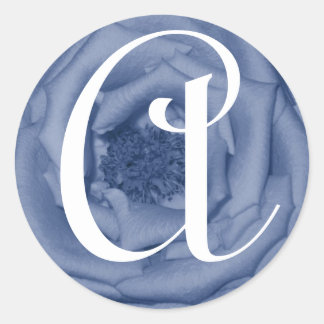 Monogram Letter A Blue Rose Sticker