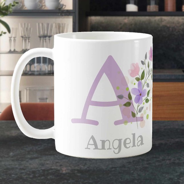 Monogram Letter A & Christian Name Coffee Mug (Creator Uploaded)