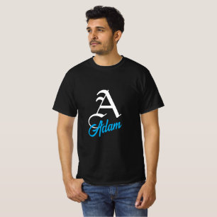 Monogram Letter A Custom Name Black T-Shirt