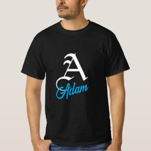 Monogram Letter A Custom Name Black T-Shirt